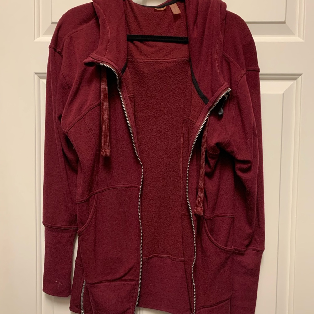 Zella Burgundy Cotton Zip Up